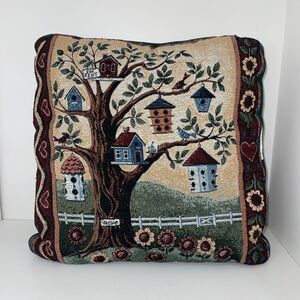 Mohawk Home Tapestry Throw PillowBirdhouse Scene Granny Cottage Double Sided